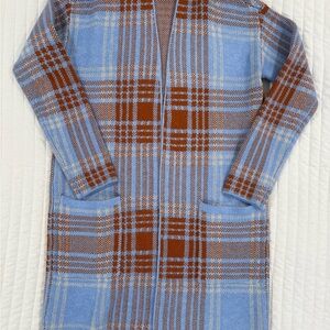 Ann Taylor Blue and Brown Knit Cardigan